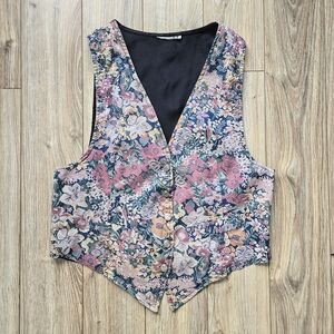 Vintage Floral Women's Vest Faux Tapestry